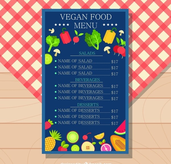 蔬菜水果卡通素材菜单
