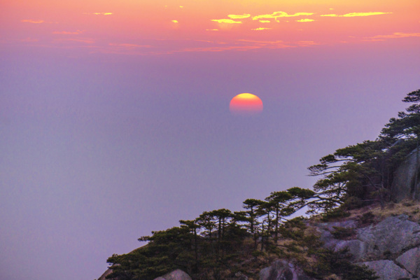 黄山落日风景摄影