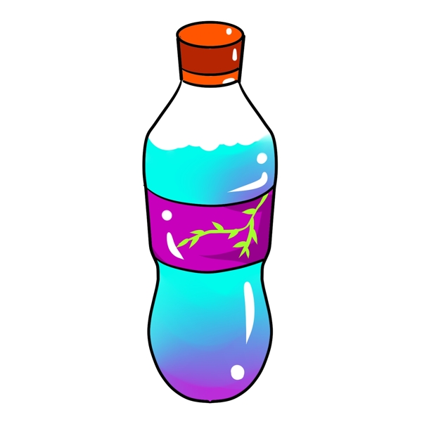 彩色手绘饮料瓶子元素