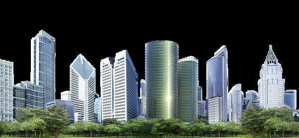 漂亮城市高楼免抠png透明图层素材