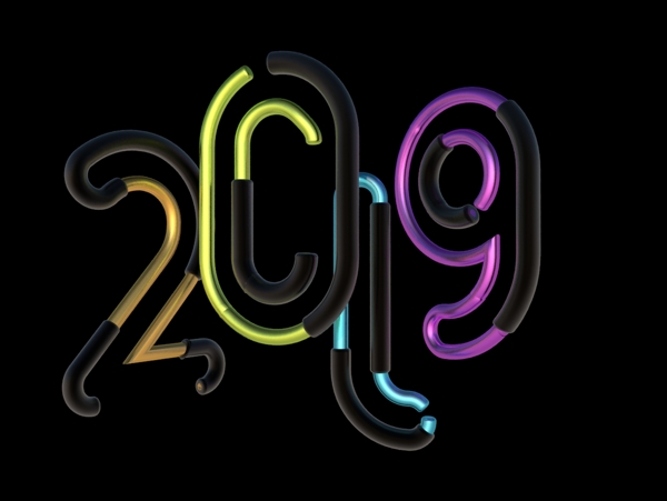 黑金新年2049c4d免抠PNG元素