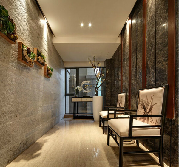 中式风格客厅走廊单人椅室内装修效果图