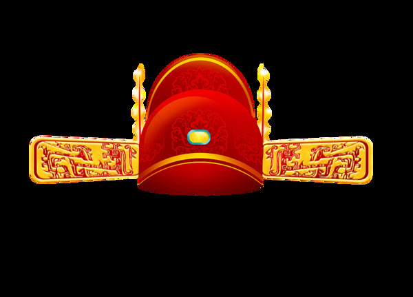 中国风红色帽子状元帽元素