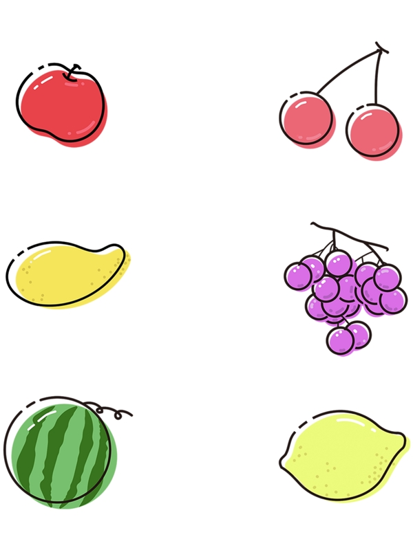 原创可爱风简约水果套图元素图标