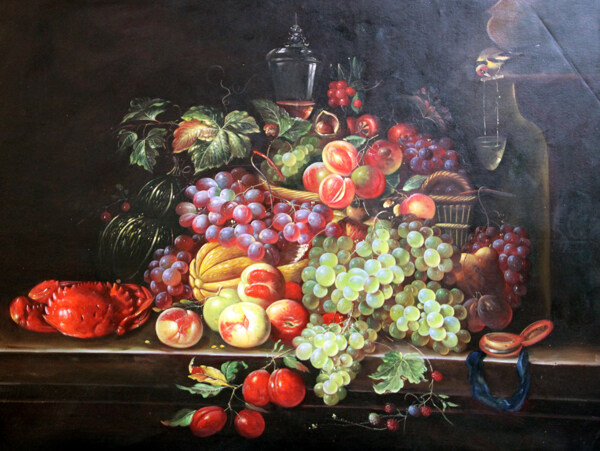 水果食物油画背景图片