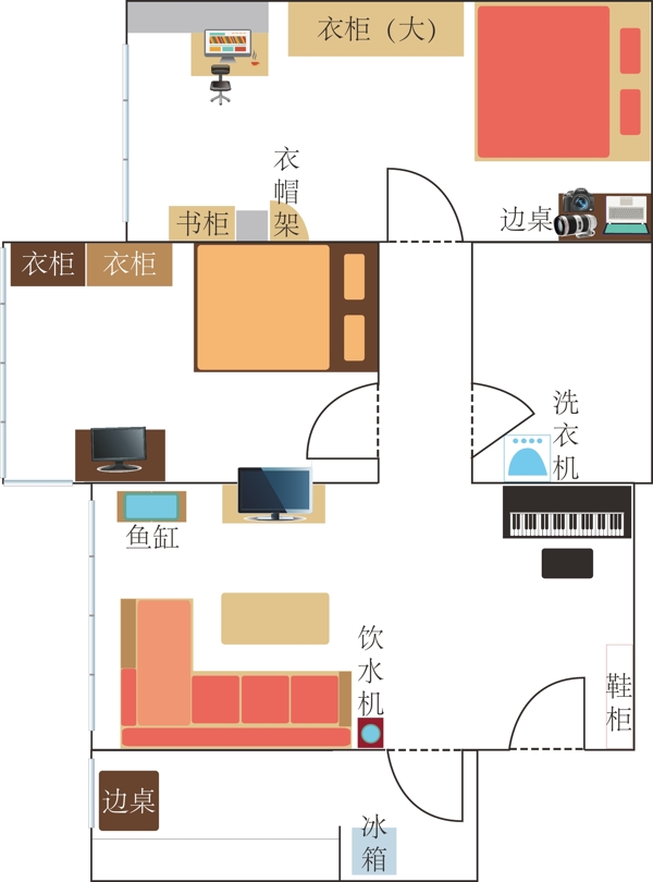居室户型家具布置平面简易图