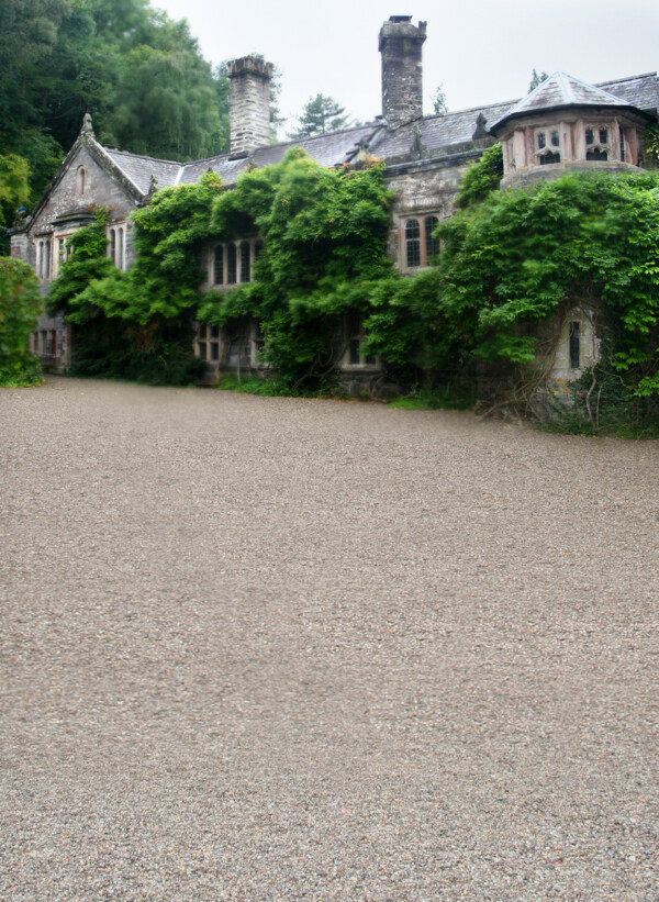 绿墙下的欧式古堡影楼摄影背景图片