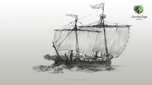 手绘帆船海盗船图片