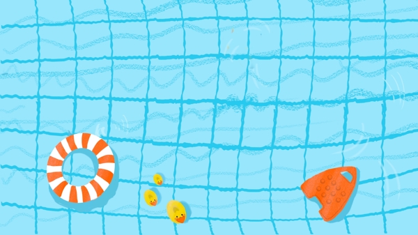 冰爽一夏蓝色游泳池平面背景设计