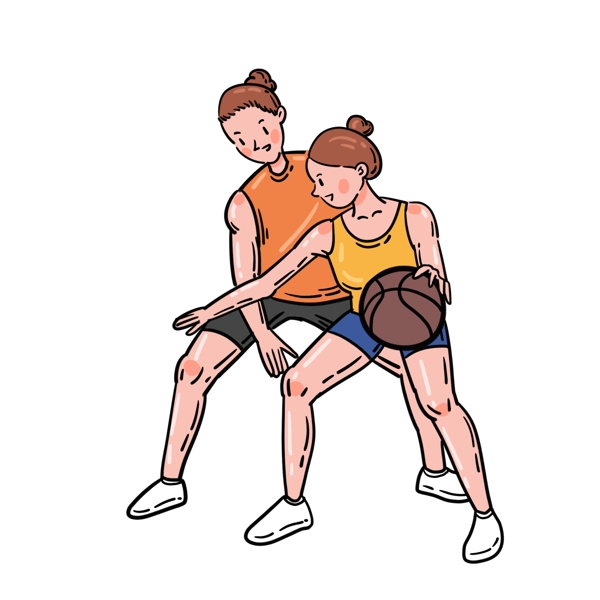 卡通矢量免抠可爱打篮球的女生