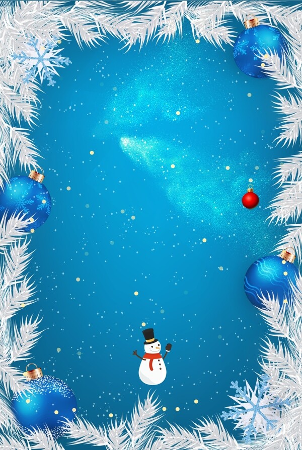 蓝色雪松西方节日圣诞节广告背景图