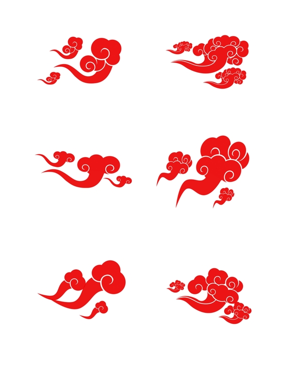 中国风祥云古典红色装饰元素设计
