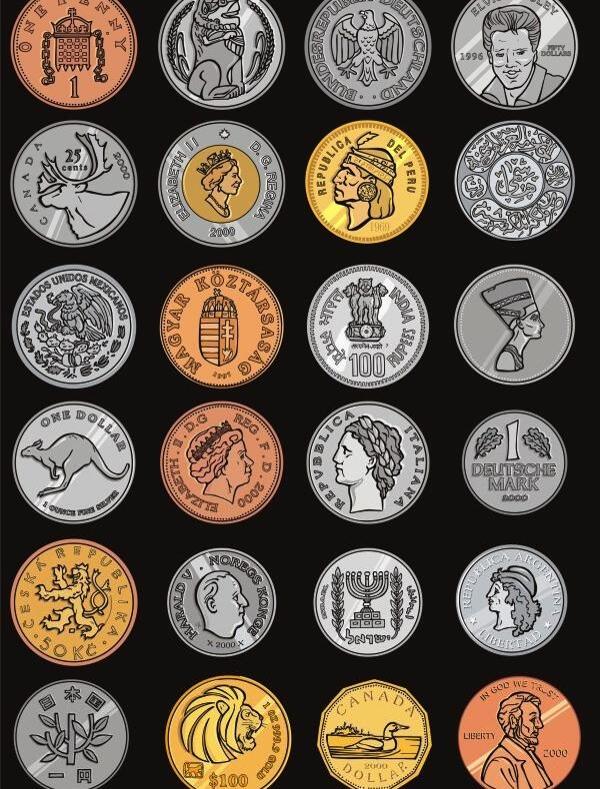 CDR格式纪念币的来自世界各地的矢量素材