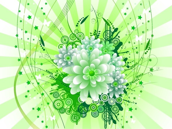 绿色鲜花图腾矢量图