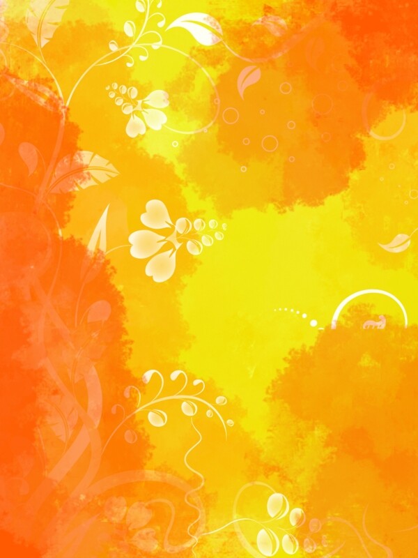 简约橙色水彩花纹背景