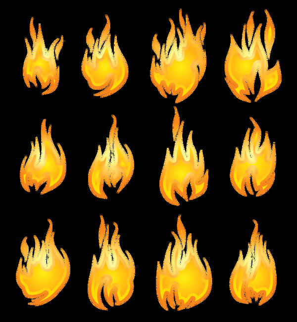 十二种火焰免抠png透明图层素材