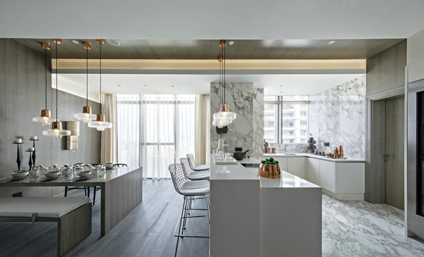 300平米大户型现代时尚厨房用餐厅效果图