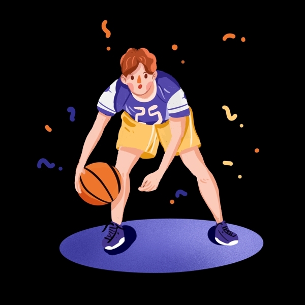 篮球boy运动男孩手绘插画png免抠素材