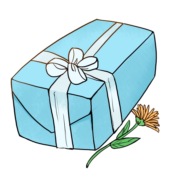 蓝色生日礼盒插画