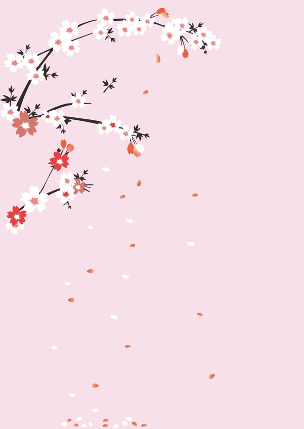 日本樱花樱花树矢量图片