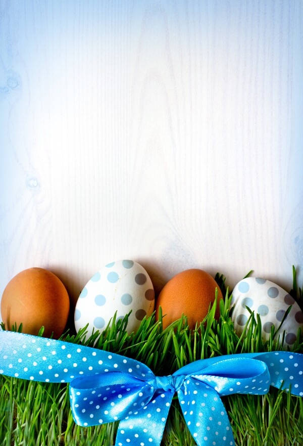 丝带与复活节彩蛋背景图片