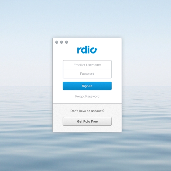 Rdio登录签到表单界面PSD