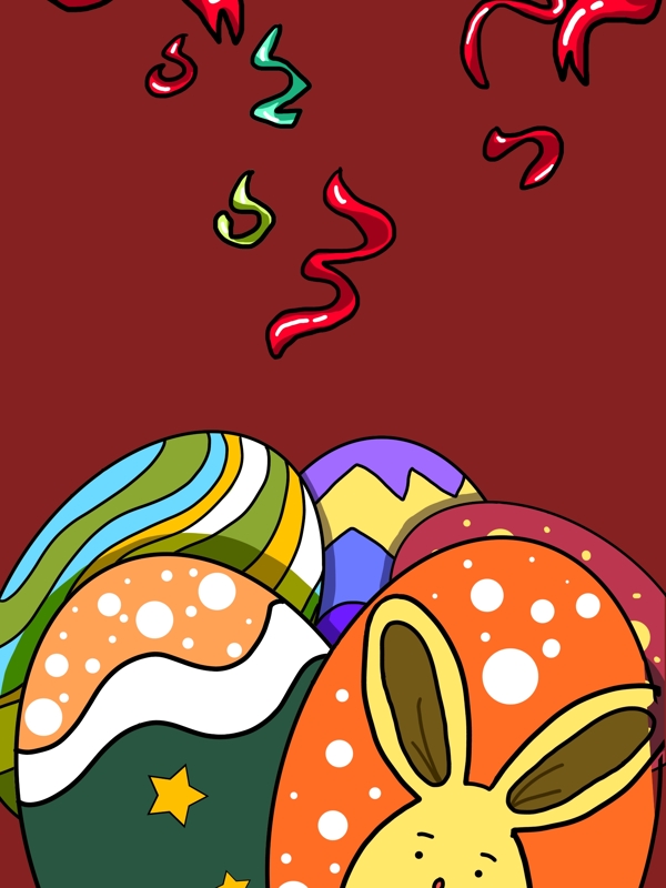 红色复活节彩蛋插画背景