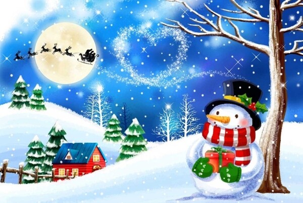 雪人和圣诞老人图片
