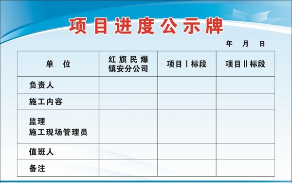 项目进度公示牌