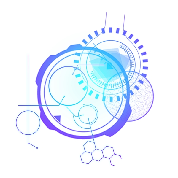 科技线条装饰蓝色渐变装饰元素
