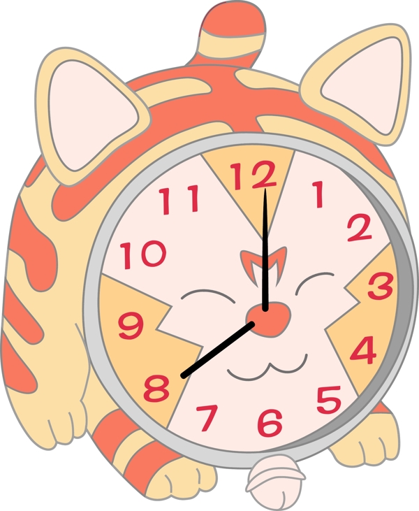 可爱猫咪的闹钟手绘插画