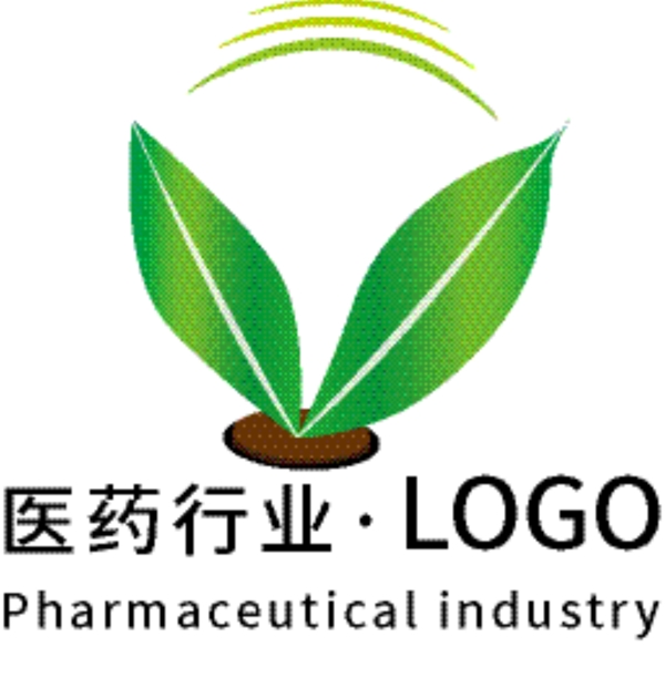 医药行业LOGO通用模版健康绿色叶子散发