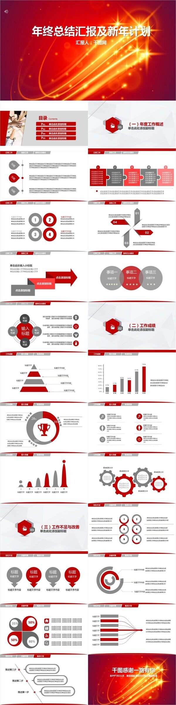 年终总结汇报及新年计划PPT模板