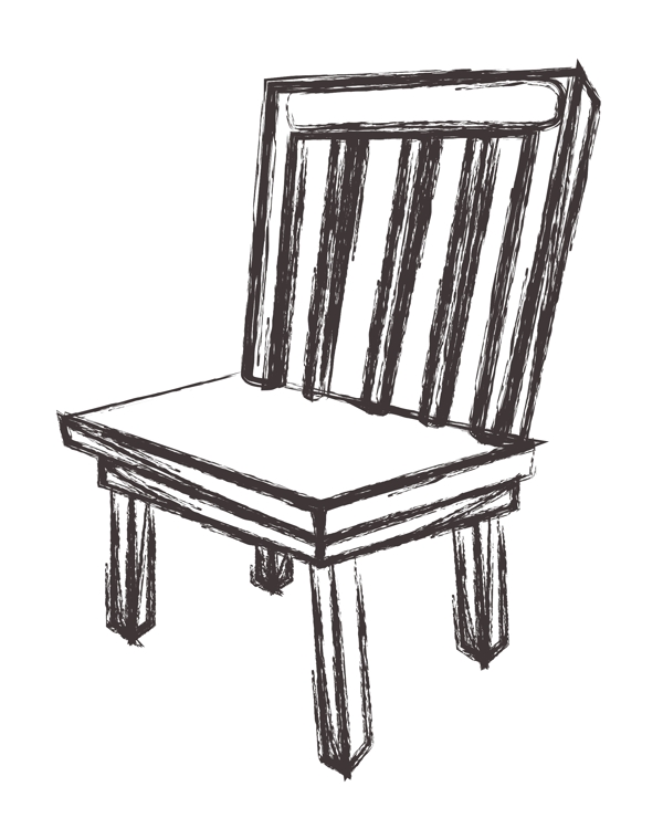 旧复古木椅的素描