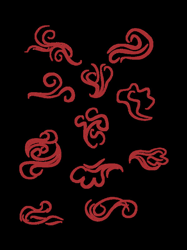 中国风古典红色祥云图案素材