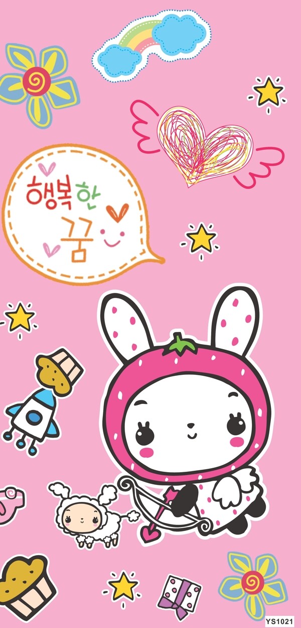 韩国卡通小兔花纸图片