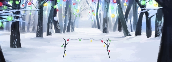 手绘水彩圣诞节圣诞树背景