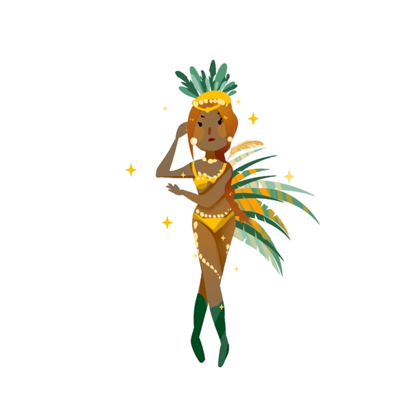 巴西狂欢节人物女人舞者插画元素