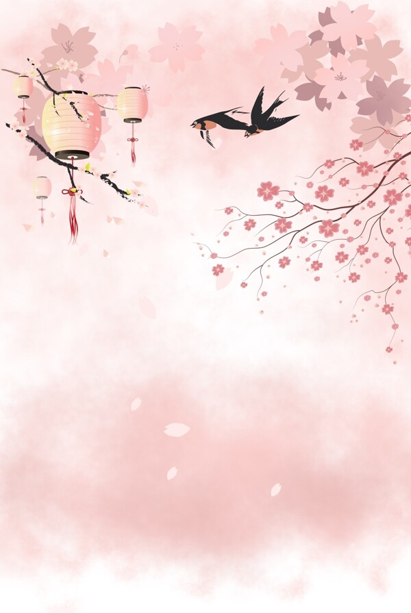 粉色浪漫樱花季背景