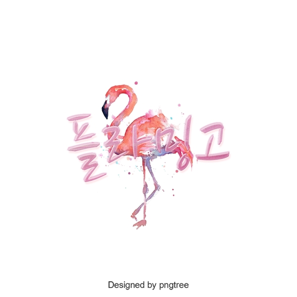 t粉红色的火烈鸟字符字体设计元素