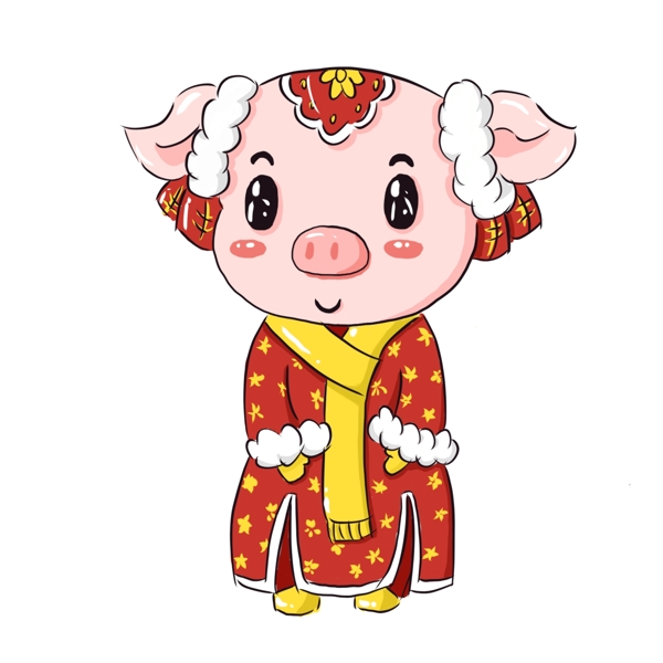 2019猪年新年手绘卡通可爱吉祥猪猪