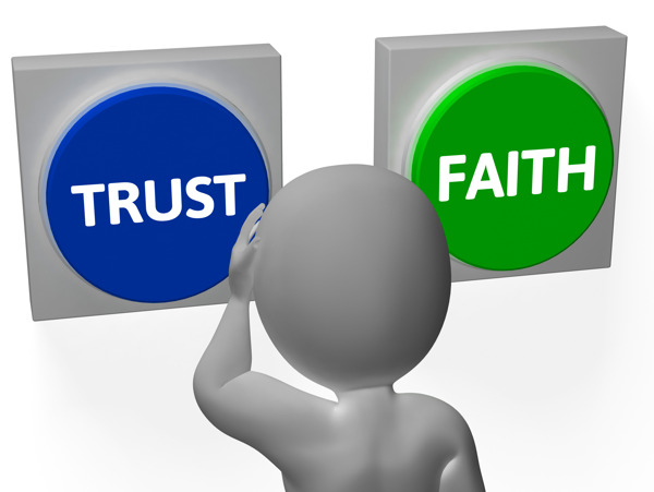 信任信任或信心按钮显示信