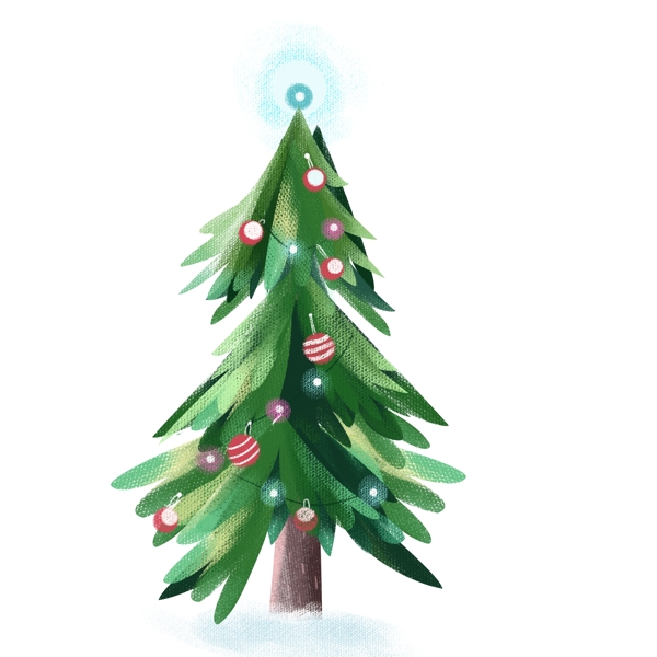 手绘圣诞树图案元素
