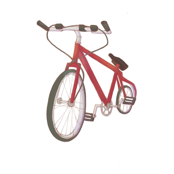 手绘红色自行车单车可商用