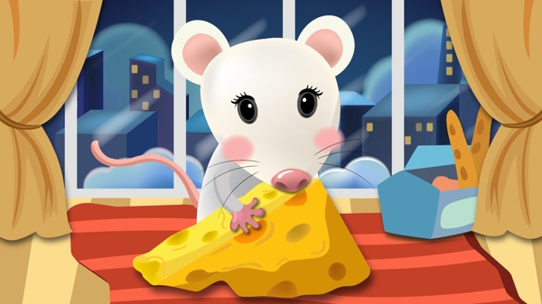 小老鼠吃奶酪的休闲时光