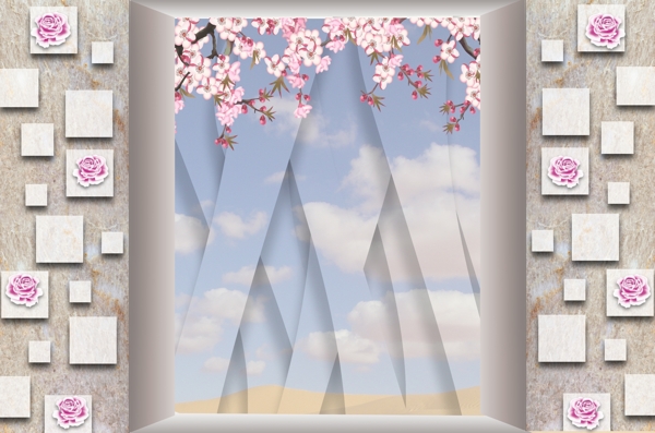 梅花玉石瓷砖背景墙图片