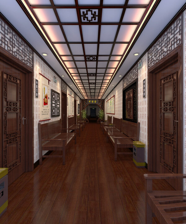 中式医院走廊图片