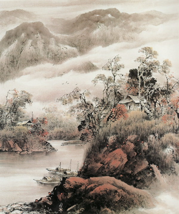 秋江晚景图片