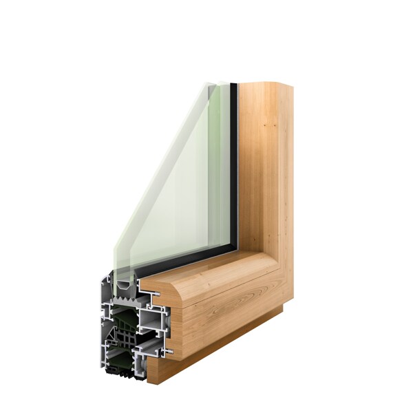 铝包木窗样角中空玻璃窗