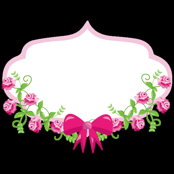 手绘粉色鲜花花框透明装饰素材合集
